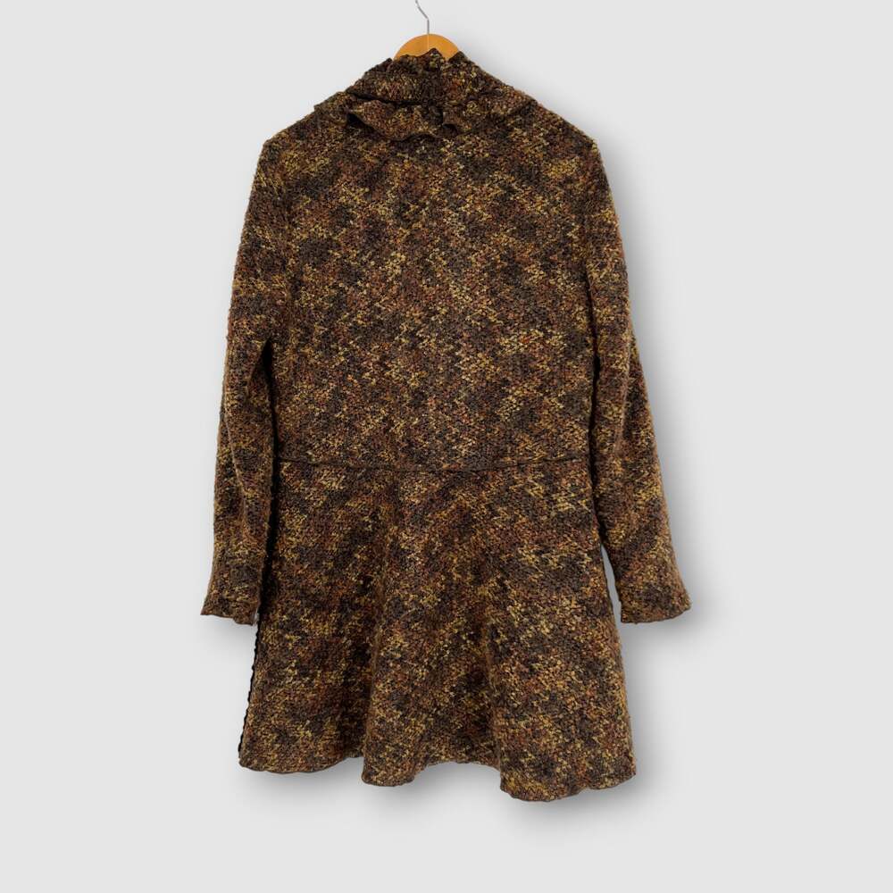 Vintage 600 West Textured Bouclé Button Front Coat Brown Wool Blend Size Large - Picture 2 of 7